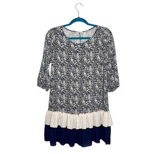 Flamingo Urban Ditsy Floral Double Ruffle Hem Blouse